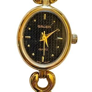 Gruen Quartz Gold Tone Wrist Watch Bracelet
